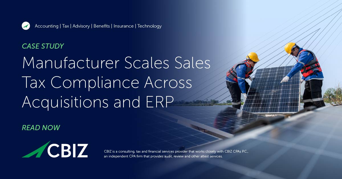 Manufacturer Scales Sales Tax Compliance Across Acquisitions and ERP ...
