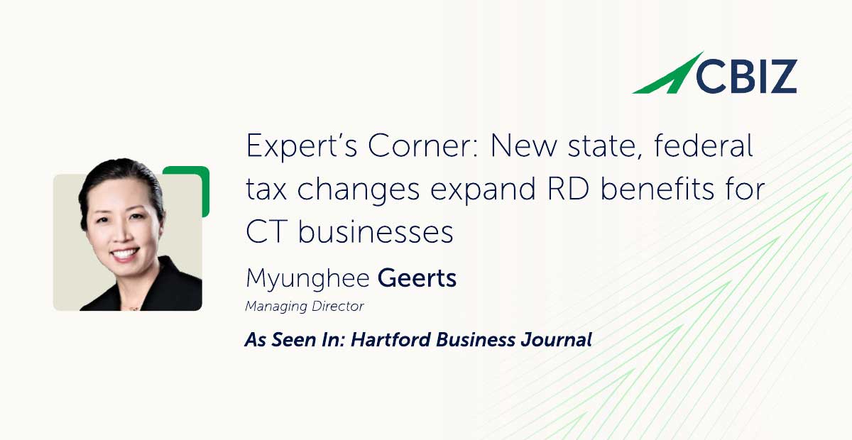 Expert’s Corner: New state, federal tax changes expand RD benefits for CT businesses