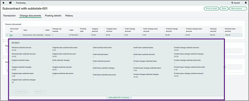 Change Order Information on Subcontracts