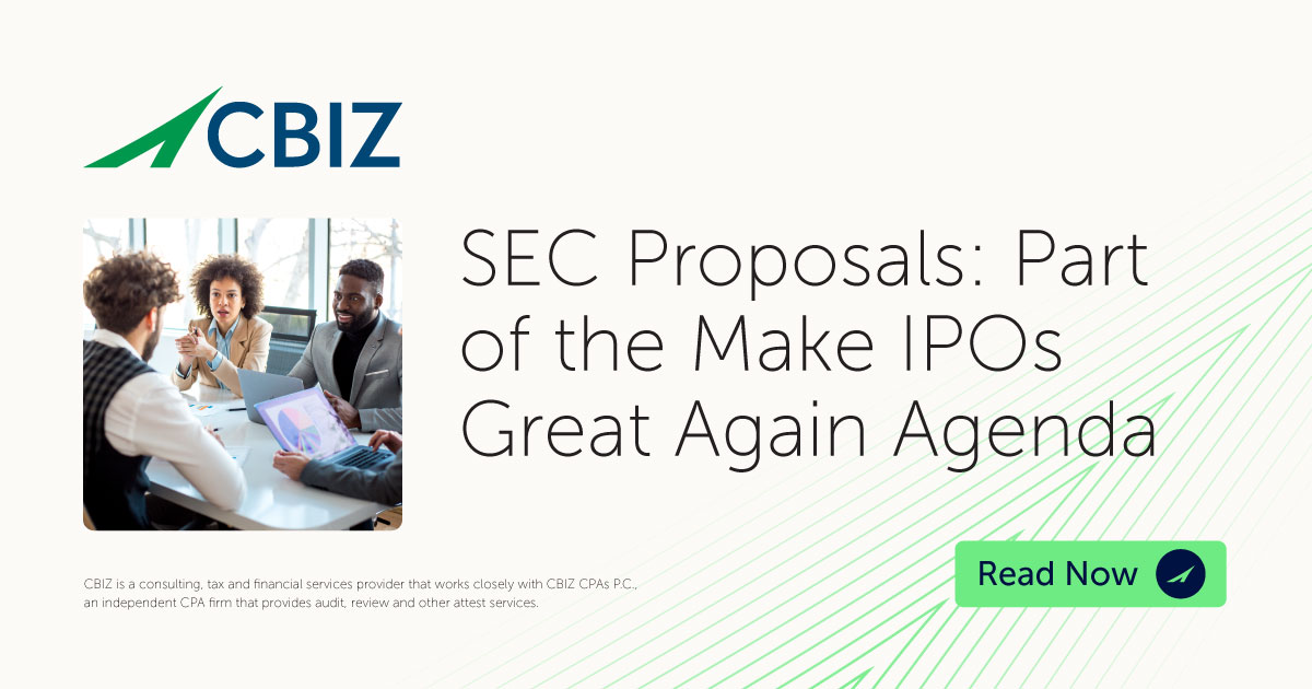 SEC Proposals: Part of the Make IPOs Great Again Agenda