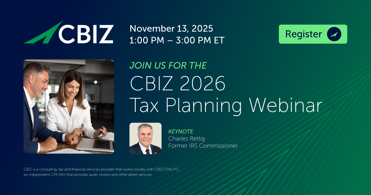 CBIZ 2026 Tax Planning Webinar | CBIZ